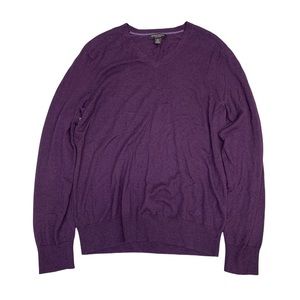Banana Republic Mens Luxury Blend Purple Cashmere Silk V-Neck Sweater, Size L